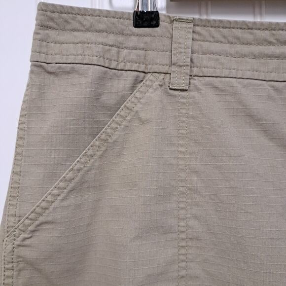 Gander Mountain Capri Cargo Pants Womens 12 Beige 100% Cotton Ripstop Wide Leg - Picture 6 of 15